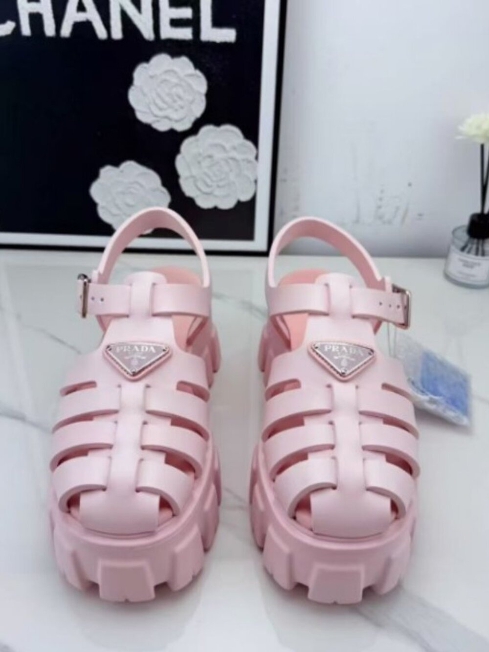 Prada Monolith Sandals – Pink, Size 38 (US 8)